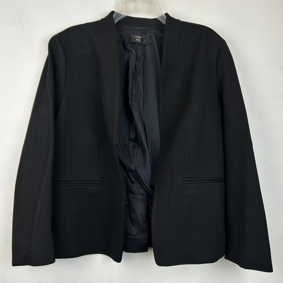J.CREW Jackets & Blazers - J Crew 365 Blazer Womens 14 ? Black Open Lined Pockets Office Funeral Read